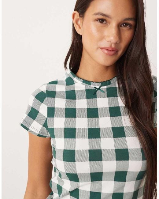 Camiseta De Pijama A Con Diseño Encogido Mix & Match De ASOS de color Green