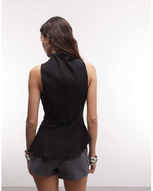 Weekday Black High Neck Asymmetric Top