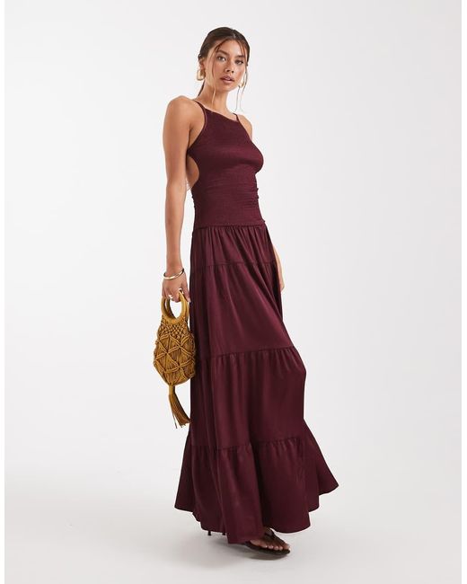 WeWoreWhat Red Smocked Drop Waist Maxi Dress