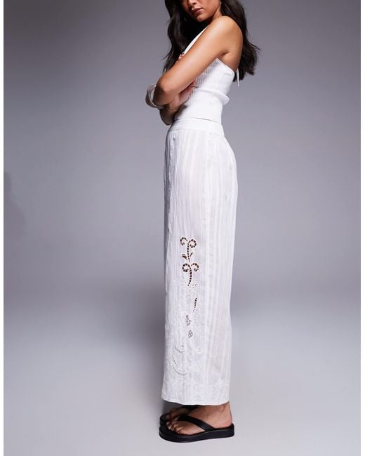 River Island Purple Broderie Wide Leg Pants