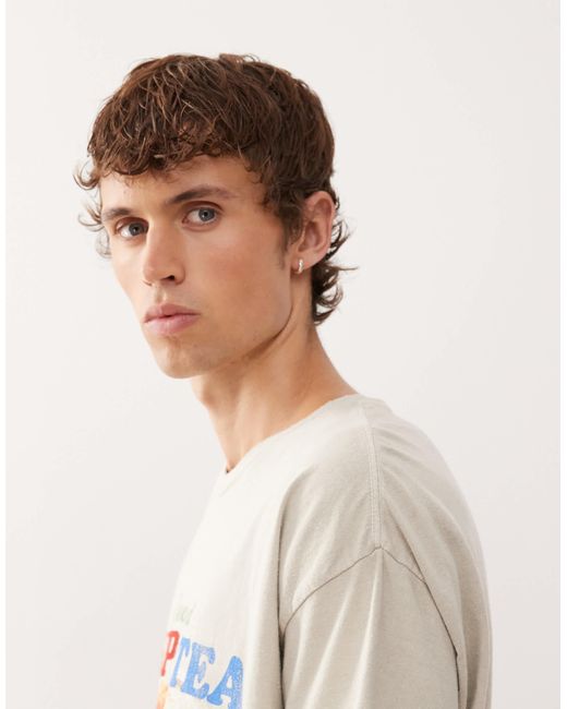 T-shirt unisexe oversize avec imprimé graphique - taupe Reclaimed (vintage) pour homme en coloris Natural