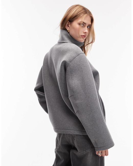 ARKET Gray High Neck Zip Up Jacket