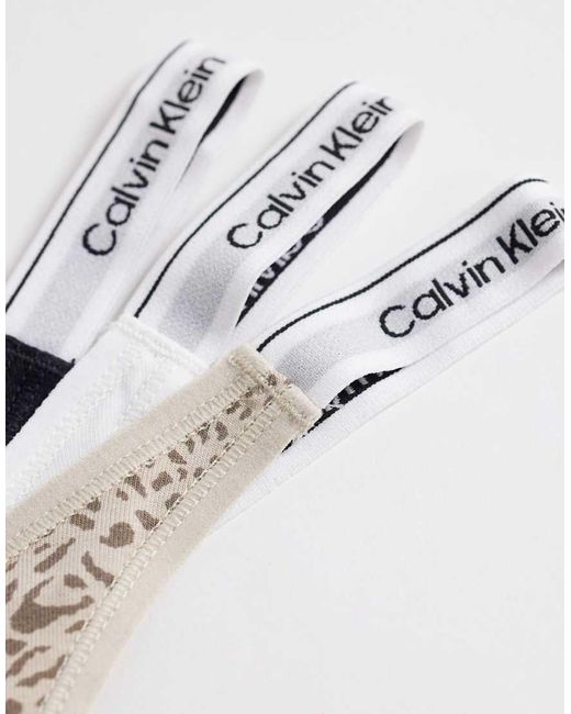 Calvin Klein White Icon Logo 3 Pack Dipped Thongs