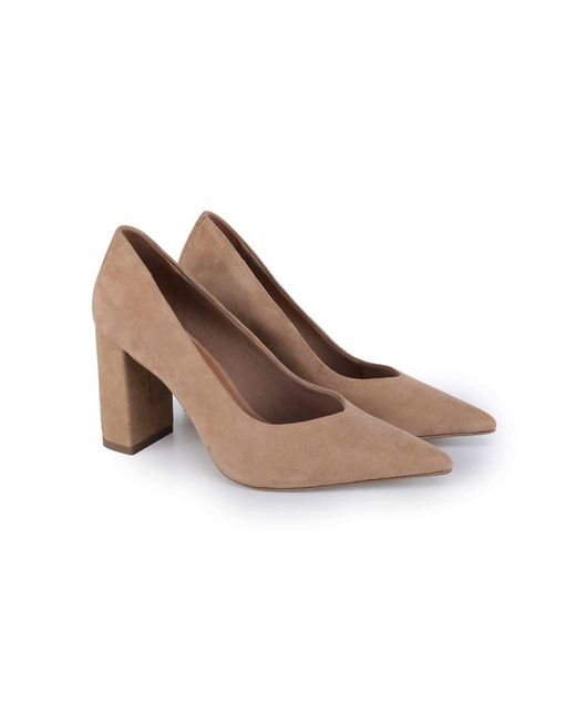 OFF THE HOOK White Brandy Suede Leather Pointed Toe Block Heel Pumps