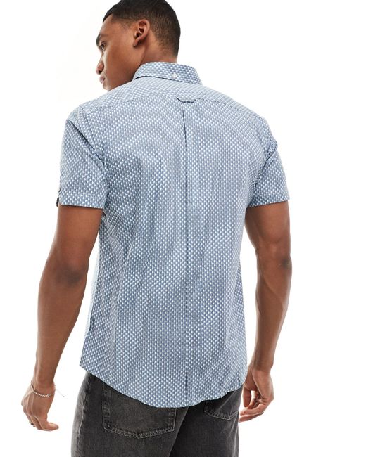 Ben Sherman Blue Short Sleeve Geo Spot Print Shirt for men