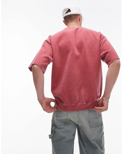 Sweat à manches courtes - délavé vintage Topman pour homme en coloris Red
