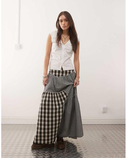 Collusion Gray Colluson Spliced Maxi Skirt