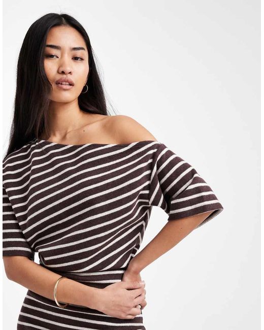 ASOS Multicolor Supersoft Fallen Shoulder Short Sleeve With Ruching Mini Dress