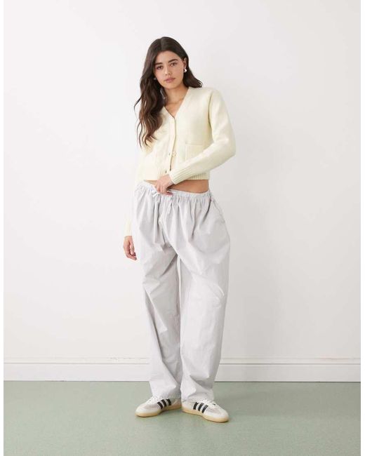 Monki Natural Compact Knitted Cardigan With Pockets