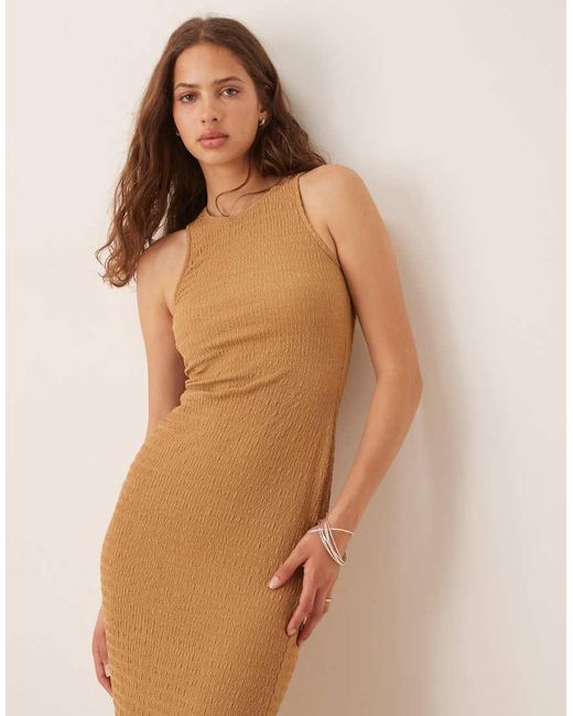 ASOS Natural Textured Racer Midi Dress