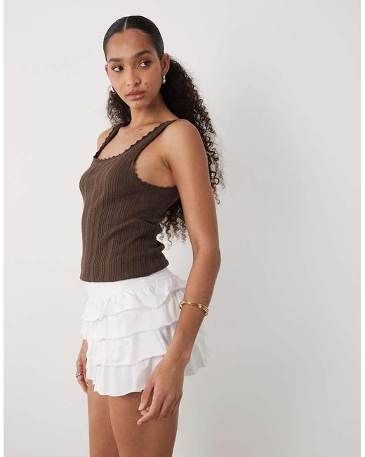 Mango White Teen Ruffle Mini Skirt