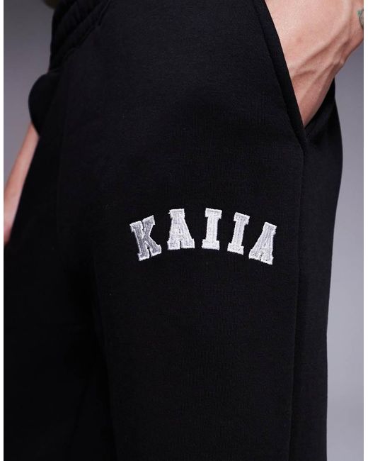 Kaiia Blue Tall Cotton Blend Embroidered Logo Wide Leg Joggers