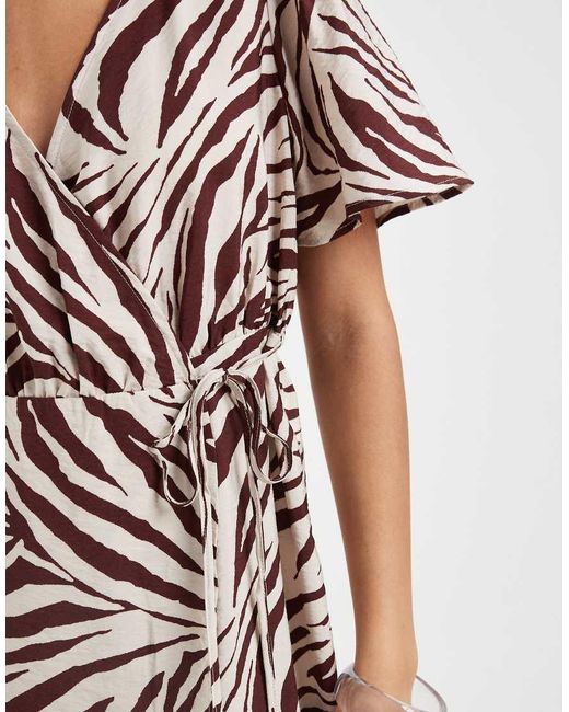 Vero Moda White Flutter Sleeve Wrap Front Mini Dress