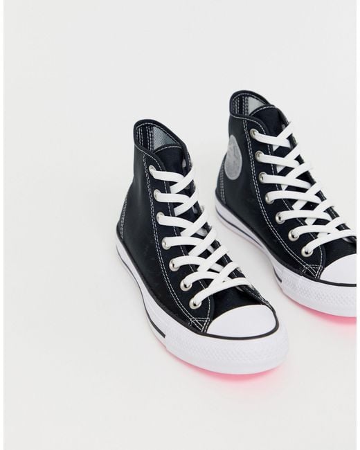 Converse Chuck Taylor All Star Hi Black Mesh Trainers | Lyst