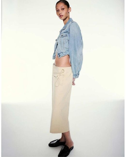 Pull&Bear Blue Cropped Elasticated Waist Jacket