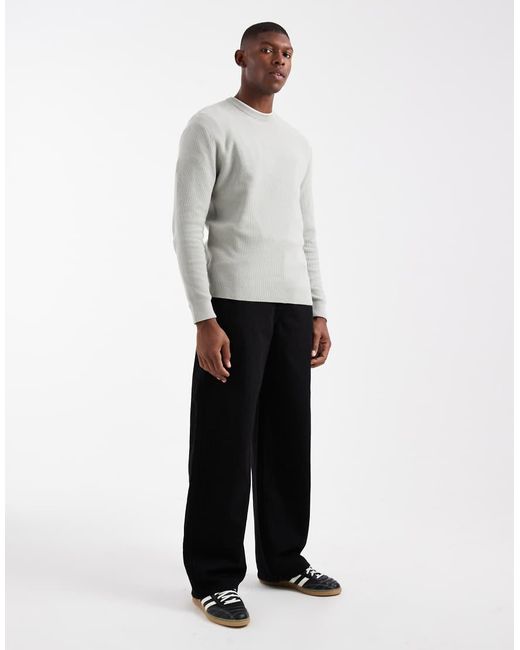 Only & Sons Gray Regular Fit Waffle Knit Jumper for men