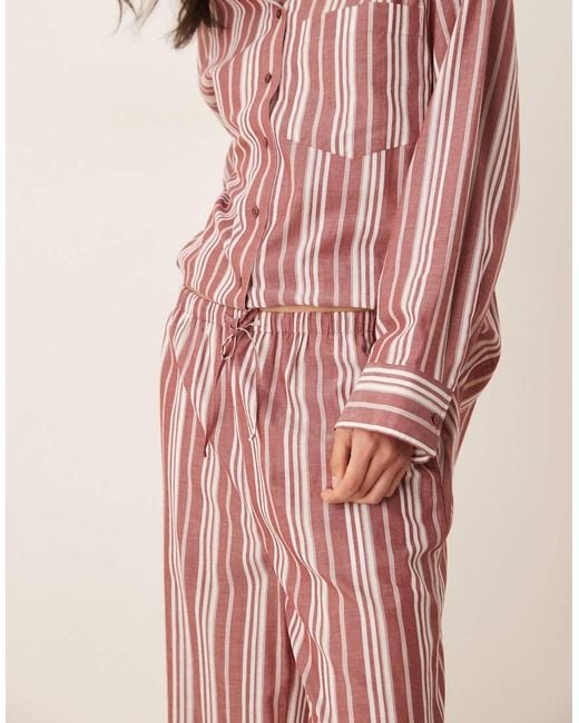 Pantalones A Rayas Rojas Y Blancas De Tejido Ligero De -Rojo ASOS de color Pink