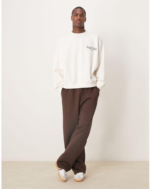 ASOS Extreem Oversized Recht Sweatshirt Met Print Op De Achterkant in het Natural voor heren