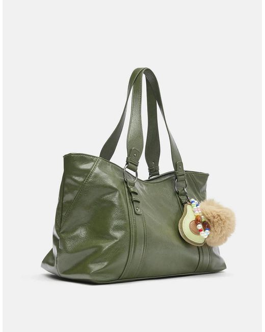 Pull&Bear Green Embellished Shopper Bag