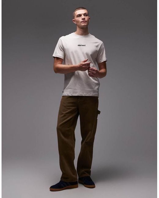 Camiseta Color Crema Con Logo Estampado En La Espalda De -Blanco Element de hombre de color Gray