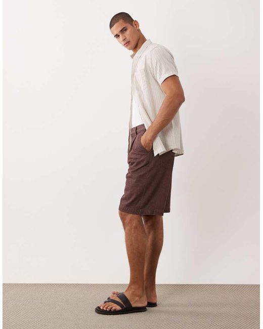 ASOS Natural Loose Denim Jorts for men