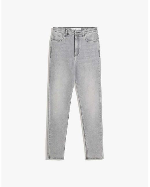 Bershka Gray Super High-waist Soft Skinny Jeans