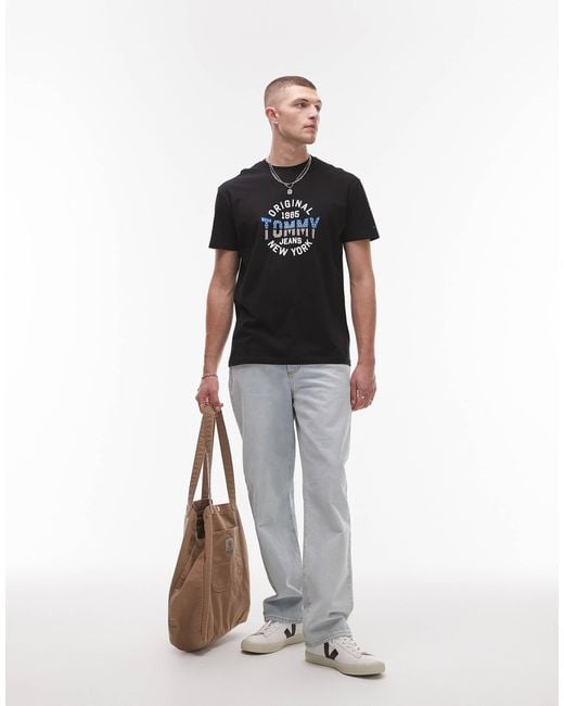 Tommy Hilfiger Black Usa Circle Graphic T-shirt for men