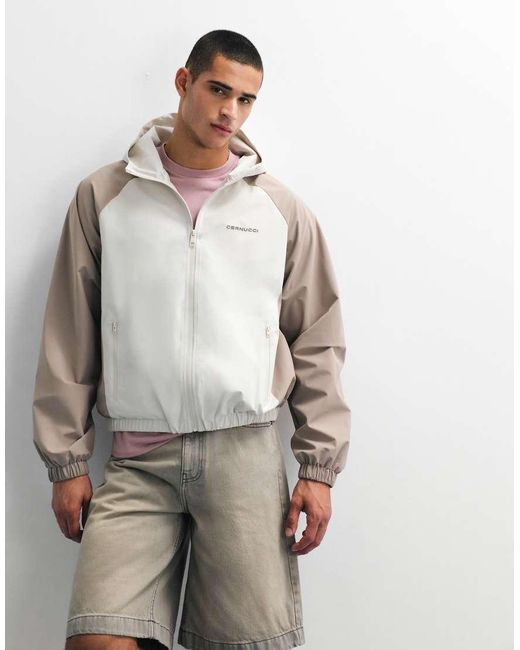 CERNUCCI Gray Nylon Windbreaker With Contrast Panels for men