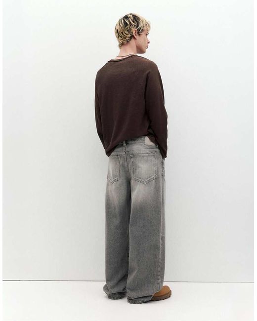 Pull&Bear Gray Wide-leg Jeans for men