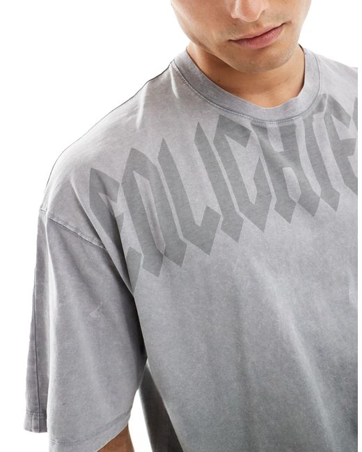 T-shirt oversize imprimé - délavé Bershka pour homme en coloris Gray