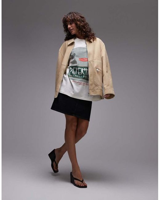 Camiseta Extragrande Con Estampado Gráfico "Peperoncini" De TOPSHOP de color Red