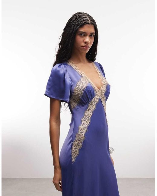 Reclaimed Vintage Blue Midi Tea Dress