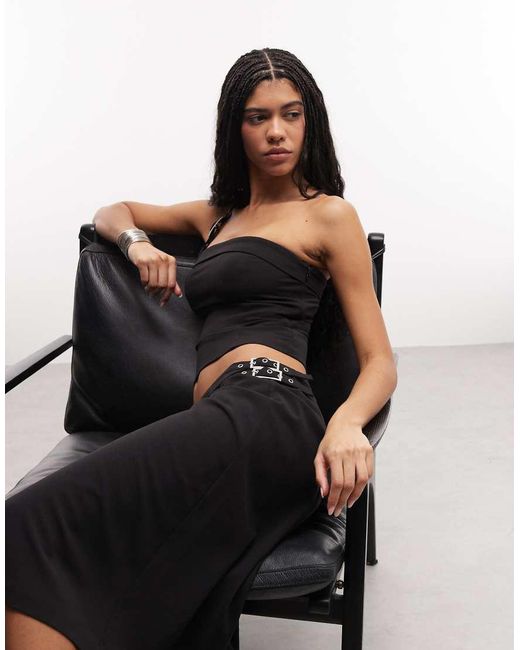 Weekday Black Buckle Midi Skirt Co-Ord