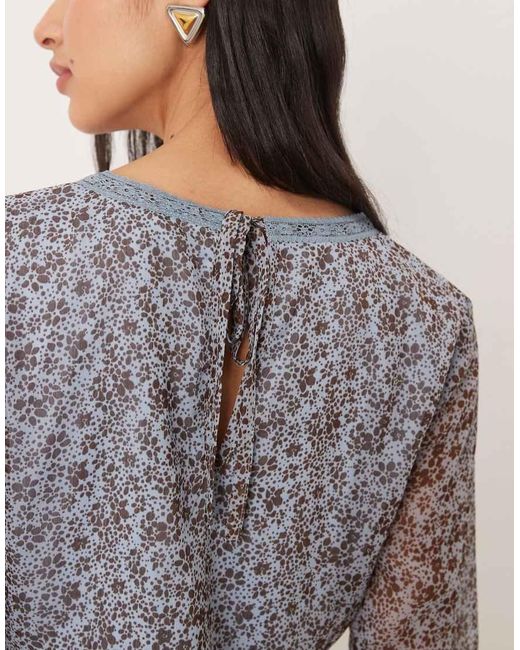 Wednesday's Girl Gray V Neck Floaty Sleeve Mini Dress