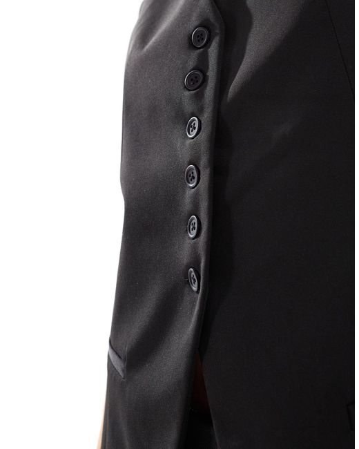 ASOS Black Longline exaggerated Shoulder Waistcoat