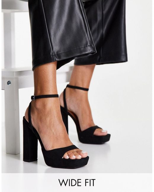 ASOS Wide Fit Noun Platform Barely There Heeled Sandals in Black | Lyst  Canada