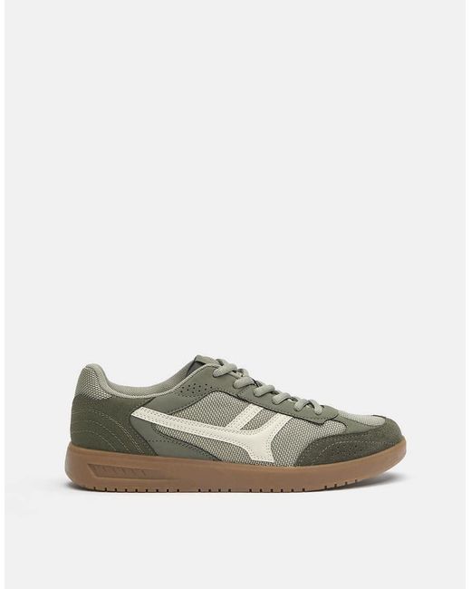 Pull&Bear Green Retro Fabric Trainers for men