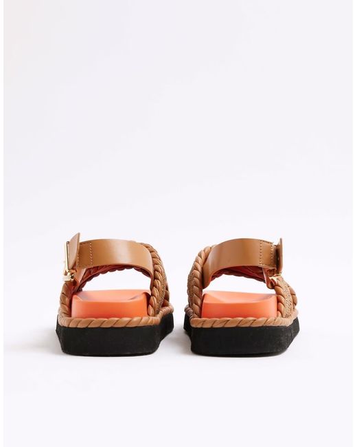 River Island Orange Cross Strap Chunky Sandals