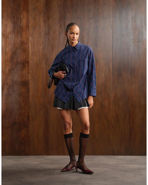 ASOS Blue Cinched Detail Oversized Shirt