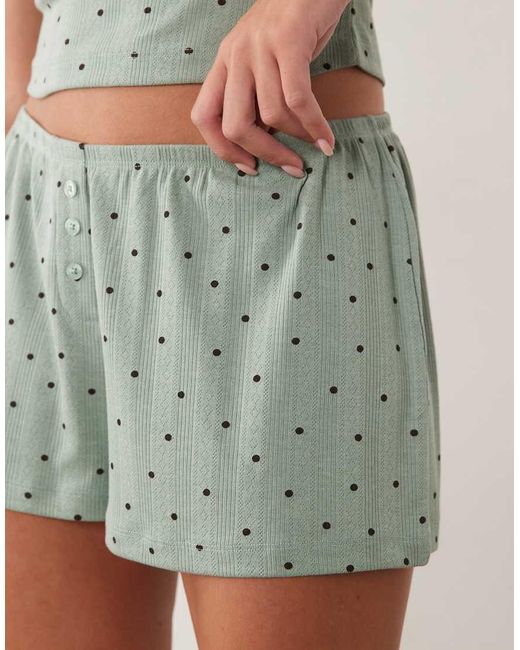 ASOS Green Mix & Match Pointelle Pajama Shorts