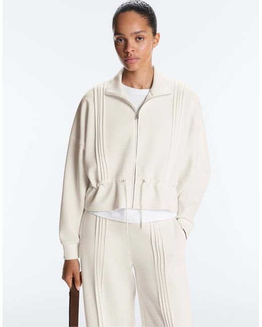 Oysho White Soft-Touch Modal Jacket With Rib Trim