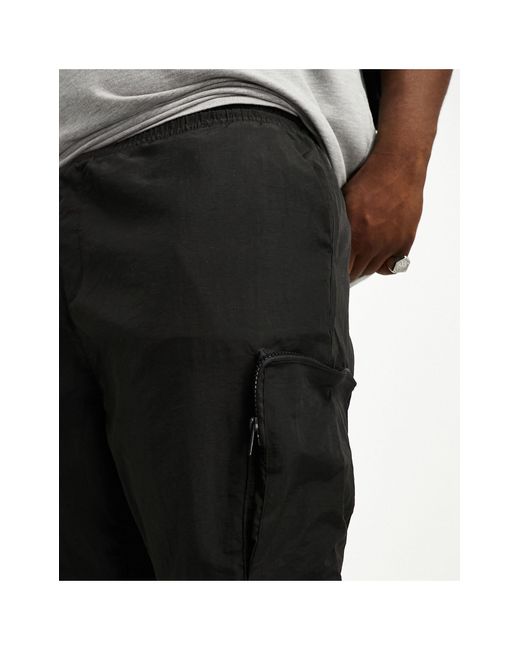 French Connection Black Plus Utility Tech Cargo Trousers for men