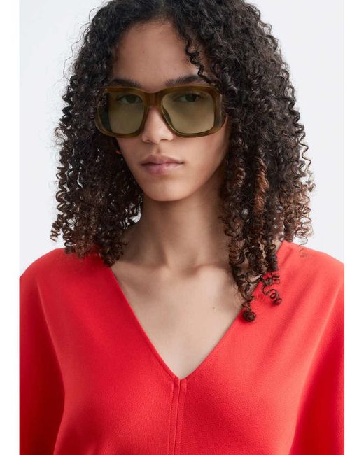 & Other Stories Red V-neck Flutter Sleeve Maxi Dress