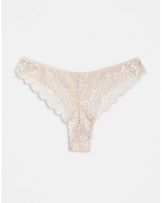 ONLY Natural 3 Pack Brazilian Brief With Lace Detail