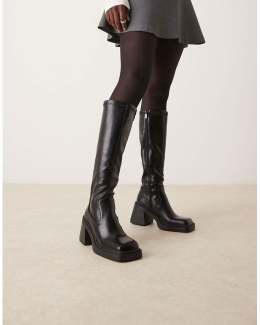 ASOS Natural – charly – kniehohe absatz-stiefel