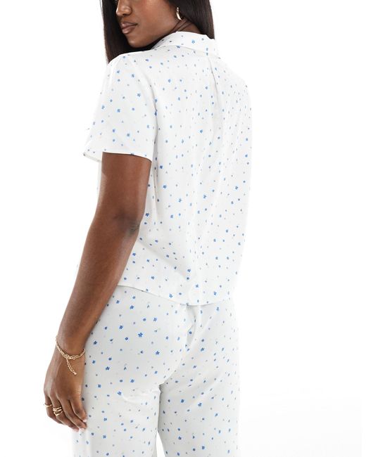 Boux Avenue White Mix & Match Ditsy Floral Revere Pyjama Shirt