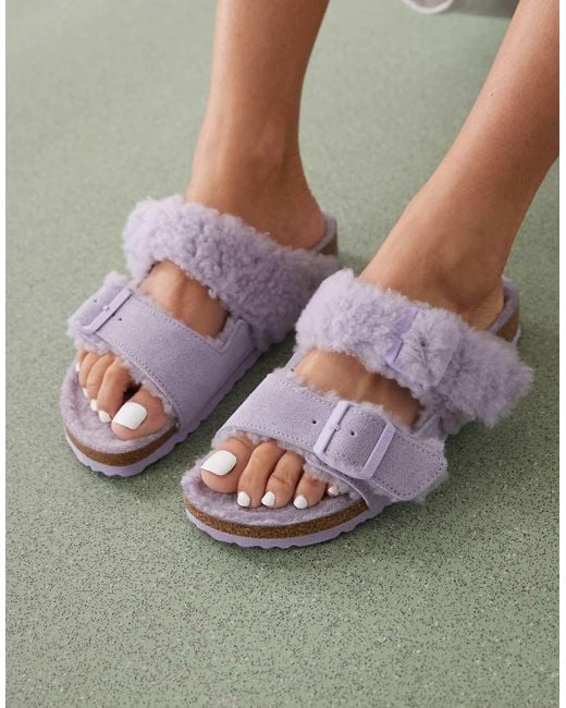 Birkenstock Purple Arizona Teddy Borg Sandals