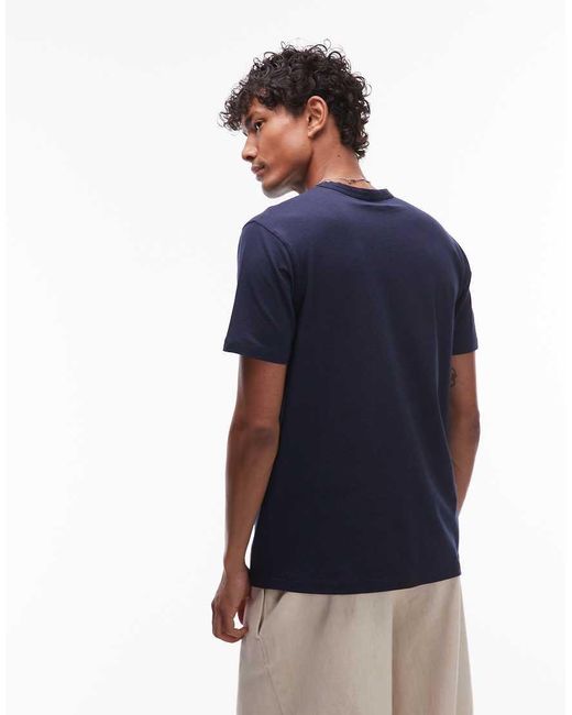T-Shirt Leggera Vestibilità Classica di Topman in Blue da Uomo