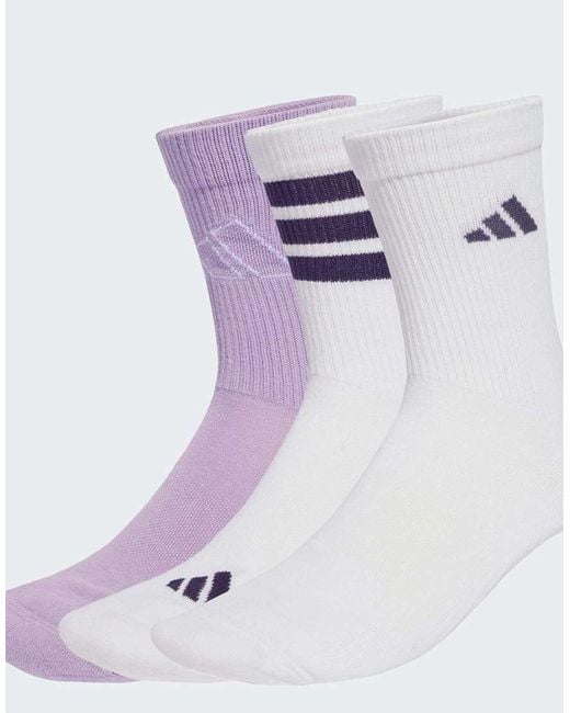 Pack De 3 Pares De Calcetines De Color Blanco, Ciruela Empolvado Y Blanco Desgastado Con Logo De Adidas Originals de color Purple