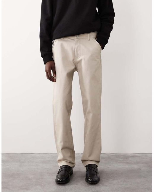 ASOS COLLECTIVE White Straight Fit Carpenter Trousers for men